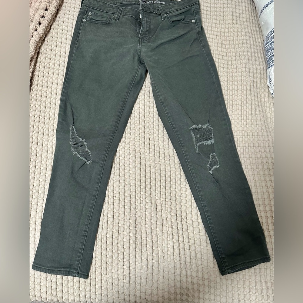 GAP Girlfriend Green Distressed Jeans Size 10R